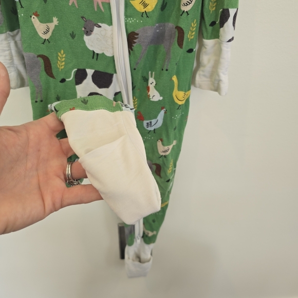 Little Sleepies Green Farm Animal Zippies Pajama Onesie - Picture 10 of 14